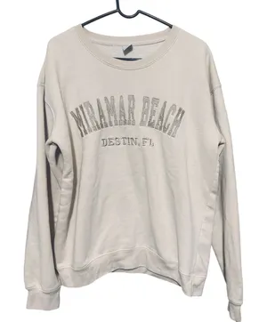 Miramar Beach Hoodie Sweatshirt Destin Florida Spring Break sz L Beige thumbnail 1