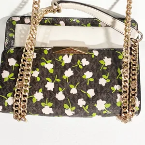 MICHAEL KORS Large Jade Shoulder Crossbody Bag in Floral Logo Canvas‎ thumbnail 6