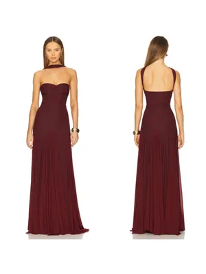 Revolve Deme by Gabriella Berta Dress in Burgundy thumbnail 2