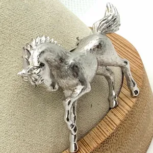 Vintage Monet Silver Tone Prancing Horse Equestrian Brooch thumbnail 2