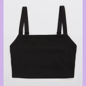 Aerie Offline Black Ribbed Bra Top thumbnail 3