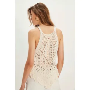 Free People Retro 70s Beachy Crochet Sea Song Sweater Tank Tunic Medium Neutral thumbnail 2