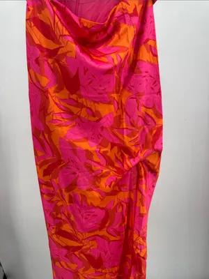 Hello Molly LOVELY CAMELLIA Pink and Orange Floral Midi Dress cutout 6 HOCO thumbnail 8
