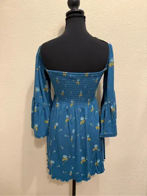 NWT Free People Lana Tunic Off Shoulder Floral Boho Bell Sleeve Top Small thumbnail 6