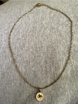 Gold Charm Elephant Disc Necklace - Women Jewelry thumbnail 3