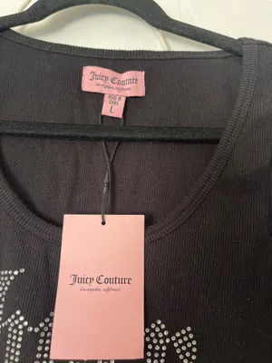 Juicy Couture Rhinestone Black Crop Tank Top thumbnail 3