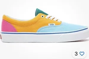 Vans color block tennis shoes canvas in blue and orange thumbnail 1