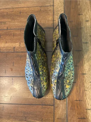 Pikolinos Floral Leather Ankle Booties Green Comfort Shoes EU 38 thumbnail 6