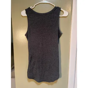 Womens Sleeveless Henley Tank Top Dark Charcoal Gray Ribbed V-Neck Button C5J020 thumbnail 6