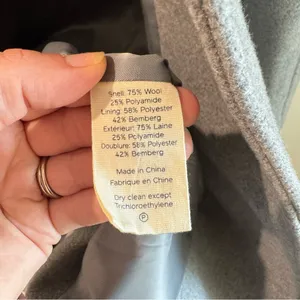Trademark‎ Almond Collarless Coat Wool Blend Light Grey Size XS thumbnail 6