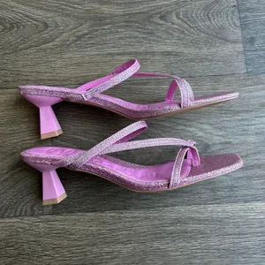 Olivia Miller Angelic Glitter Pink Strappy Kitten Heel Sandal Size 8 thumbnail 6