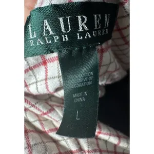 LRL Lauren‎ Ralph Lauren Pajama Top Women's Large Plaid Button Up Long Sleeve thumbnail 3