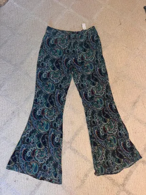 Bootcut Flare Pants Green Paisley thumbnail 3