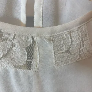 Anthropologie Pins and Needles Ivory White Semi-Sheer Lace Tunic Blouse Top XS thumbnail 5
