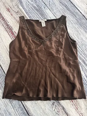 Vintage Y2K Nine West 100% Silk Beaded Sleeveless Blouse thumbnail 2