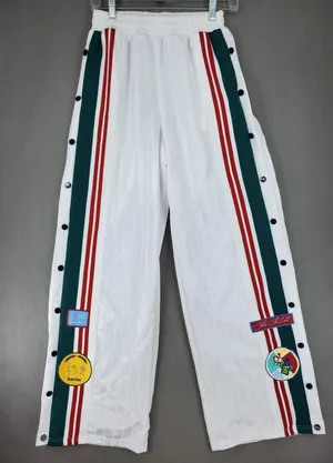 YLLW Snap Tearaway Track Pants Womens S White Striped Patch Sporty Streetwear thumbnail 1