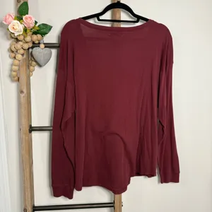 Madewell Long Sleeve‎ V Neck Maroon Shirt Size Medium thumbnail 5