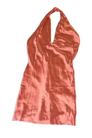 NWT Lulus Size XS Mini Halter Dress Pink Coral Glam Shine Open Back Formal Dance thumbnail 1