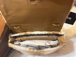 Steve Madden Faux Fur Shoulder Bag in Light Brown with Gold Hardware thumbnail 5