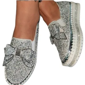 Muguan Silver Rhinestone Sneakers Shoes Sz. 5 thumbnail 2