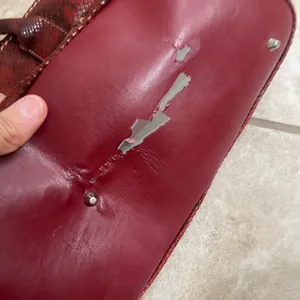 Cromia Italy Burgundy Snakeskin Leather Shoulder Bag Tassel Satchel" HAS PEELING thumbnail 10