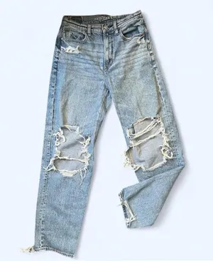 Y2K grunge indie sleaze baggy wide leg distressed American Eagle jeans size 4 thumbnail 1