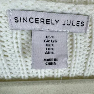 Sincerely Jules Blue Green Cream Long Sleeve Oversized Chunky Knit Sweater Large thumbnail 5
