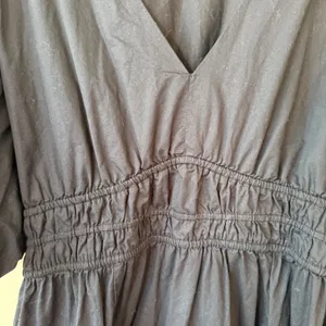 Old Navy‎ Black Cotton Poplin Puff Sleeve Smocked Empire Waist Midi Dress L Tall thumbnail 7