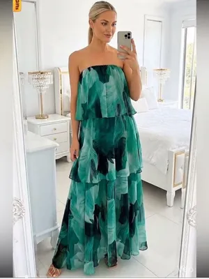Petal & Pup Bloom Straplessy Maxi Dress in Green XS thumbnail 7