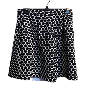 Boden A-Line Full Skirt Womens Size 8R White Black‎ Polka Dot Polyester Knit thumbnail 1