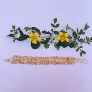 Elegant Gold and Cream Beaded Bracelet thumbnail 2