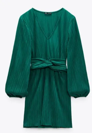 ZARA Green Long Sleeve Dress thumbnail 2