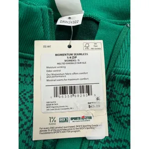 DSG Momentum Seamless 1/4 Zip Womens S Emerald Fair Isle‎ Pullover CKP7167CN thumbnail 2