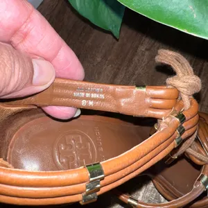 Tory‎ Burch Audrianna Knotted Leather Heeled Sandals Dressy - Tan Size 8M thumbnail 4