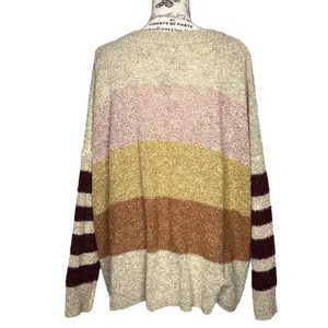 Active USA (M) Multicolor Colorblock Striped Textured Oversized Sweater thumbnail 3