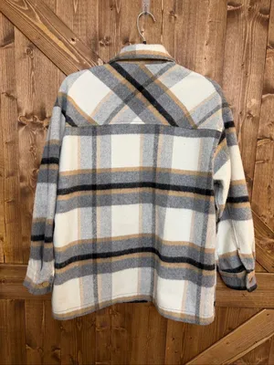 Zara Women’s Small Plaid Wool Blend Shacket Oversized Shirt Jacket Gray Tan (920 thumbnail 6