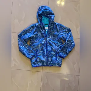 Columbia sportswear Rain Jacket Blue Stars Dots Flowers Hooded Lightweight thumbnail 3