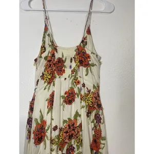 Free People Floral Ruched Ruffle Sleeveless Mini Sundress Ivory Multi Size M thumbnail 10