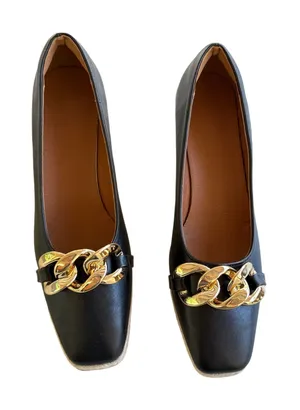 Black Espadrille Wedge Heels w/ Gold Chain – Women’s 38 / 7.5–8 thumbnail 1