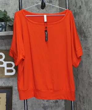 NWT 24Seven Comfort Apparel Neck Knit Boxy Blouse Shirt Top Burnt Orange XL thumbnail 1
