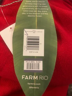 Farm Rio Wool & Cashmere Blend Red Heartful Knit Cardigan thumbnail 6