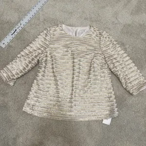 Boden 14 gold sequin 1/2 sleeve top formal blouse lined striped TB 3264 thumbnail 9