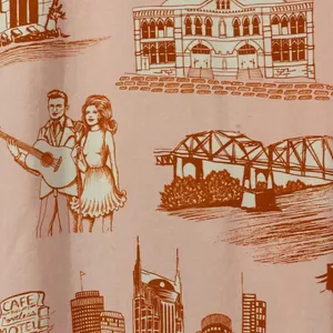Katie Kime Nashville Toile Short Sleeve Pajama Top - Orange/Pink - Small thumbnail 6