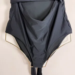 Aerie Womens Wrap Front Cutout One Piece Swimsuit Black Full Coverage Size L NEW thumbnail 5