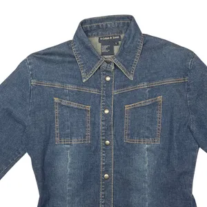 Tristan & Iseut Denim Button Down Shirt Dress Small Cowgirl Western Cottage‎ EUC thumbnail 4