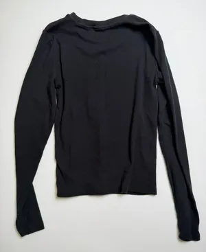 Aritzia Homestretch Basic Cotton Long Sleeve Crewneck Top Black Size M thumbnail 6