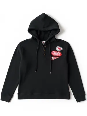 Kansas City Chiefs Waffle Knit Hooded Henley Women’s Black thumbnail 1