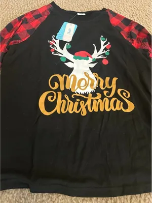 D237 woman top long sleeve merry Christmas cute medium thumbnail 3