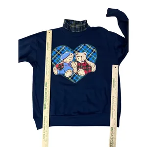 Vintage Basic Editions Turtleneck Sweatshirt Womens M Teddy Bear Plaid USA thumbnail 11