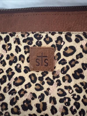 Real leather STS Ranchwear Brown Leather Shoulder Bag with Leopard Panel thumbnail 2
